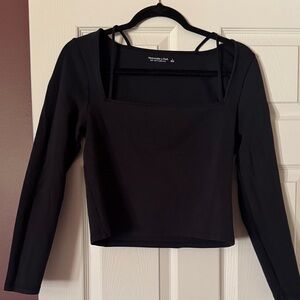 Abercrombie & Fitch Black Square Neck Crop Top